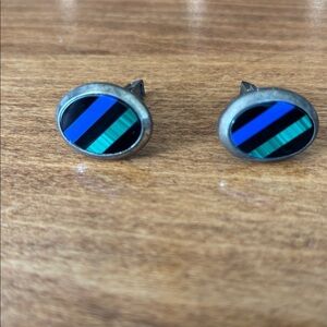 Elegant Striped Oval Earrings